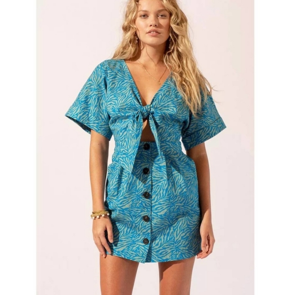 Suboo Maggie Jungle Print Tie Front Mini Dress Size Small